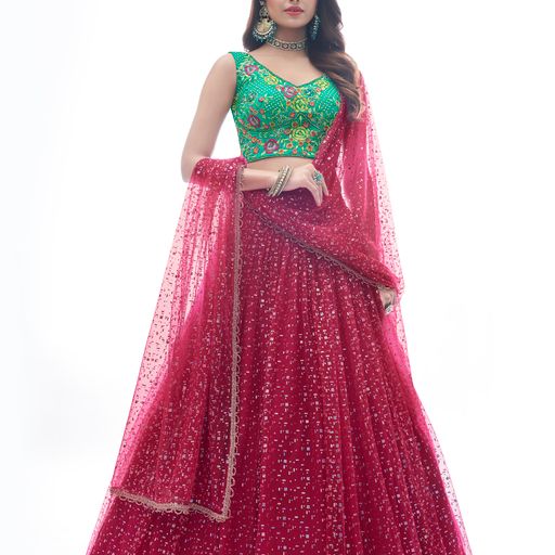 Designer   Red color lehenga choli with   Thread and Hand  Work    wedding party wear lehenga choli with dupatta