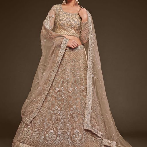 Designer Beige   color lehenga choli with Sequins and Thread Embroidery Work  wedding party wear lehenga choli with dupatta