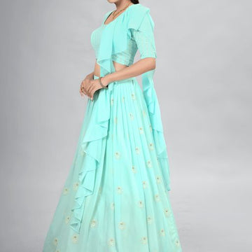 Designer Sky Blue color lehenga choli with Sequence and Thread  Work  wedding party wear lehenga choli with dupatta