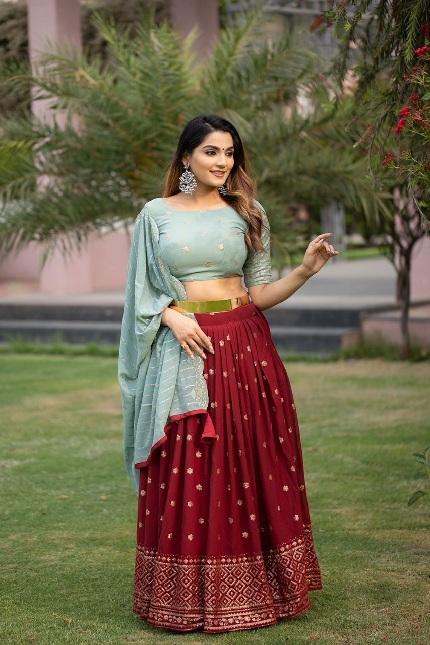 Party Wear Semi Stitched Gray Ladies Lehenga Choli, 2.5m at Rs 1450 in Surat