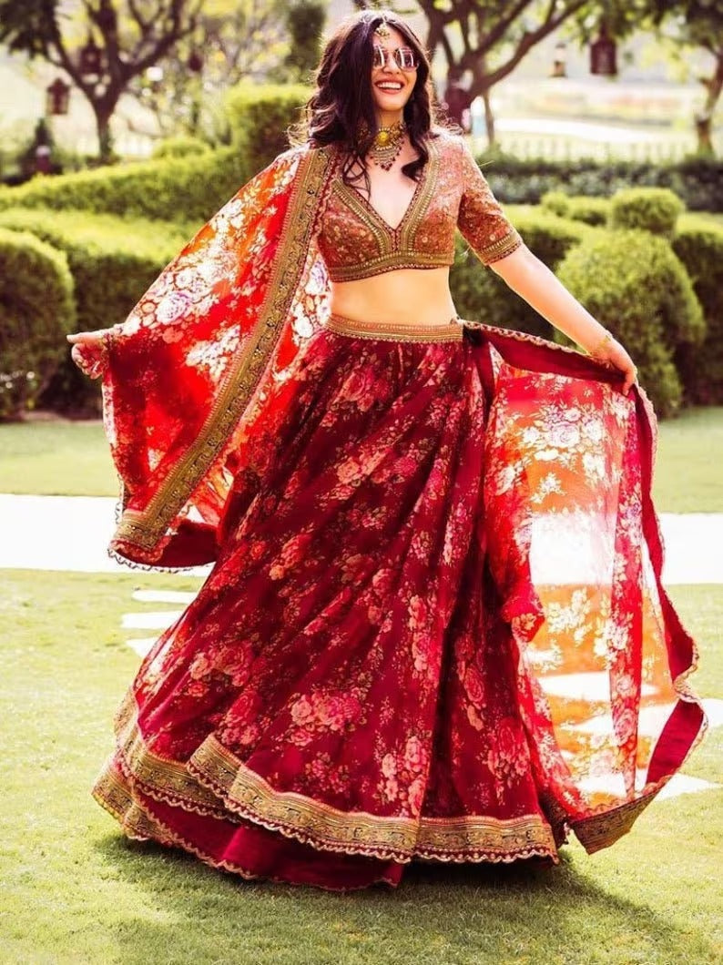 Red Georgette Sequins Work lehenga choli For Women or girls