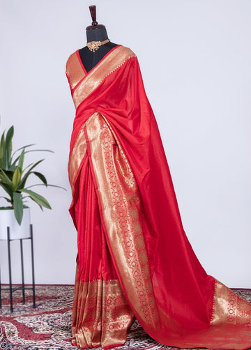 Red Banarasi Silk saree  for Women or girls