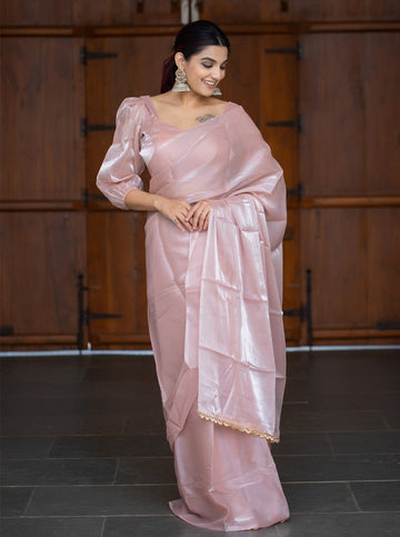 Pastel Pink Jimi  Silk saree  for Women or girls