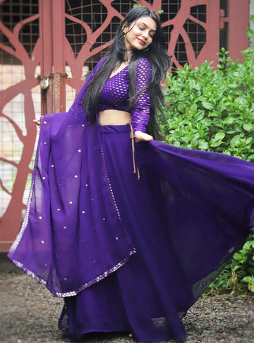 Purple Georgette Lehenga Choli For women or girls , Inidian Wedding Wear Lehenga Choli