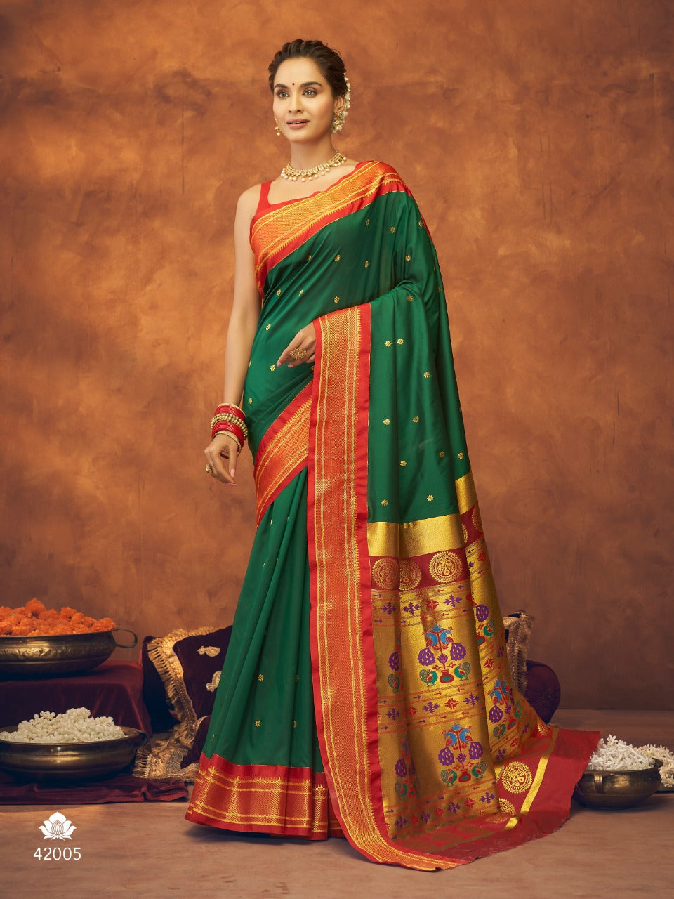 Green Paithani Silk Latest Designer Saree   for Women or girls