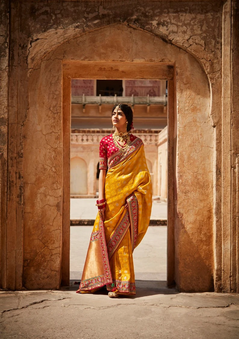 Yellow Pure Paithani Silk Latest Designer  Saree   for Women or girls