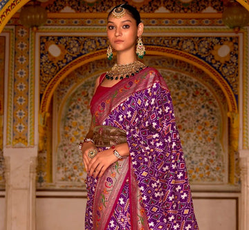 Purple  Patola  Saree for women with Paithani Border