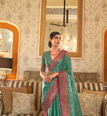 Pastel Green   Tessar Silk Weaving Silk Saree for women designer latest wedding wear saree