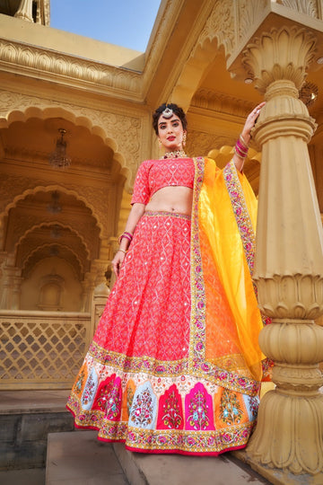 Designer Pink  color lehenga choli with Printed Work wedding party wear lehenga choli with dupatta