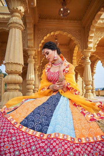 MultiColour  Silk Lehenga Choli For women or girls , Inidian Wedding Wear Lehenga Choli