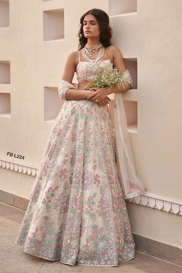 off white  Georgette lehenga choli for women Or Girls, Designer Indian wedding wear