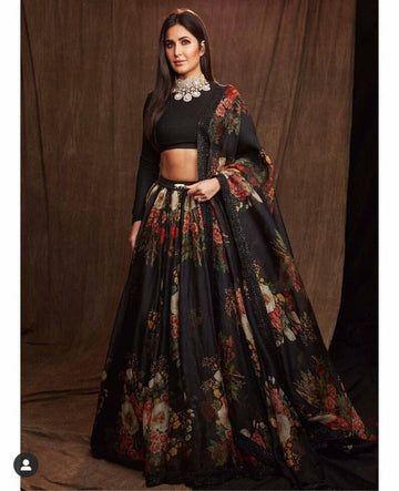 Black Organza  designer party wear lehenga choli for women or girls, Indian wedding wear