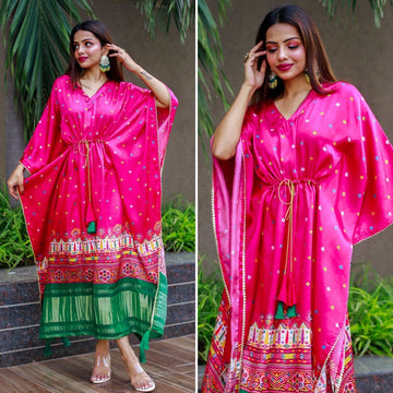 Pink Gaji silk Designer Kaftan  For Women Or Girls