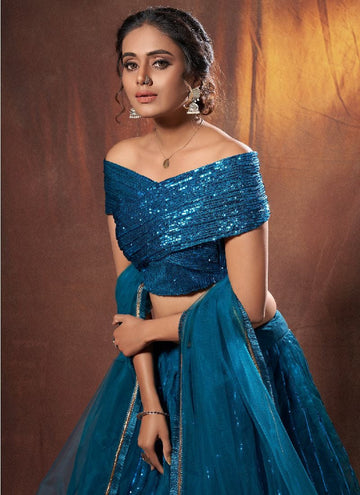 Blue Sequence Embroidery Work  Ready to Wear Lehenga choli for women or girls