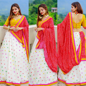 White Cotton  Ready to Wear Lehenga choli for women or girls, Indian Wedding wear