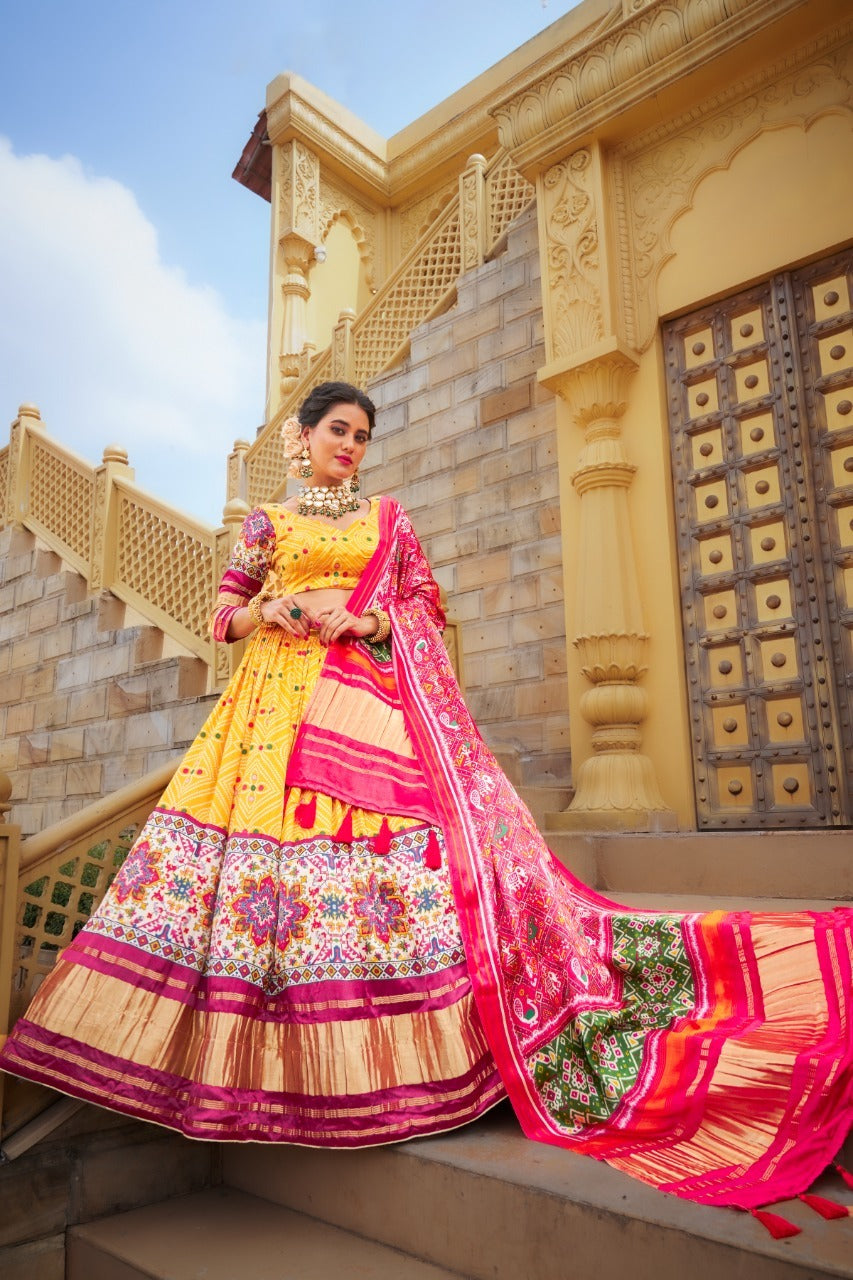 Yellow and Pink Ready to Wear Lehenga choli for women or girls