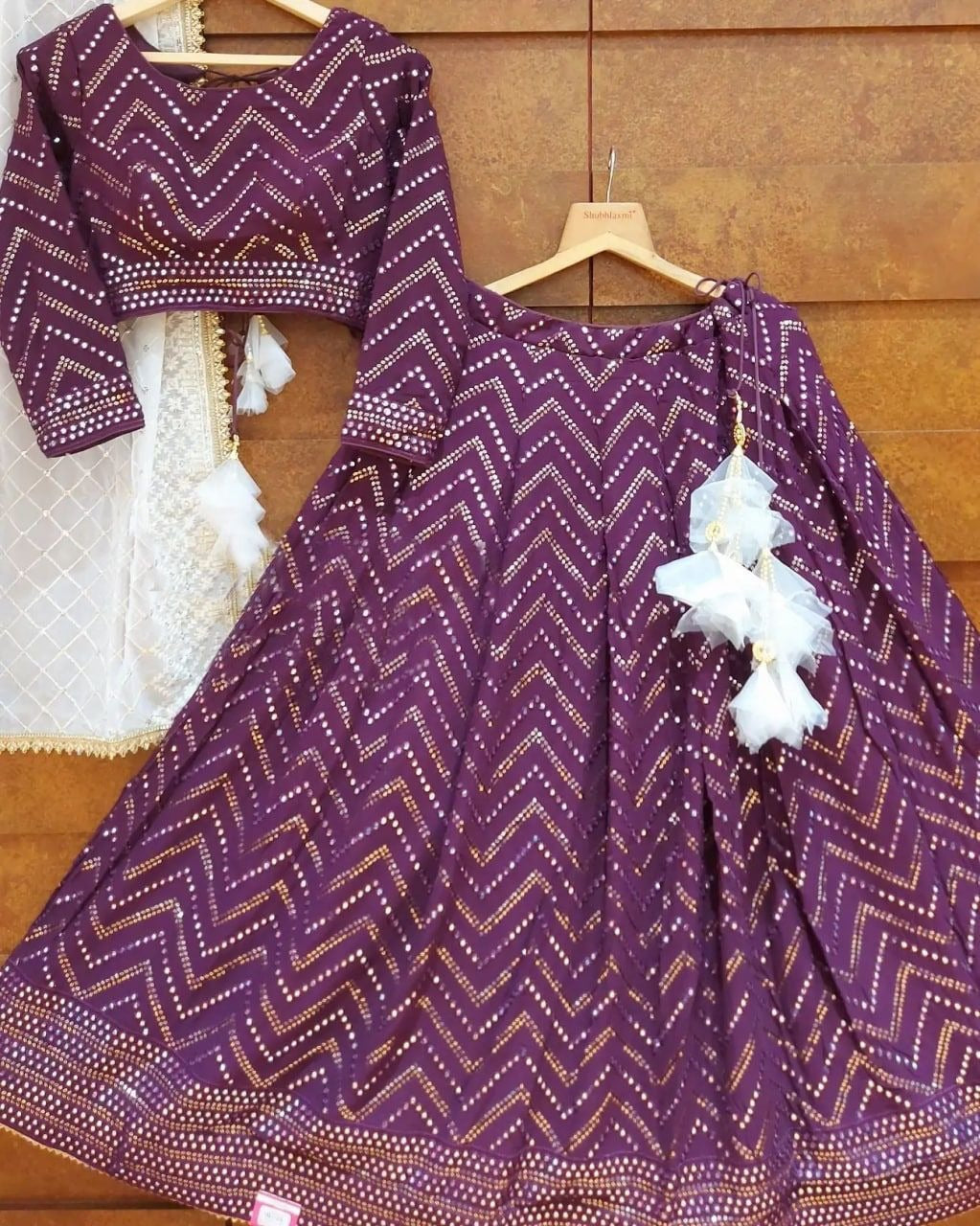 Purple Georgette   Sequnce  Work Ready to Wear Lehenga choli for women or girls