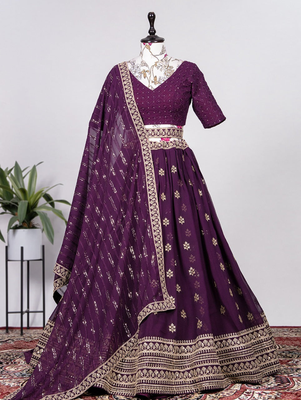 Designer Purple  color lehenga choli with  Crochet Work wedding party wear lehenga choli with dupatta