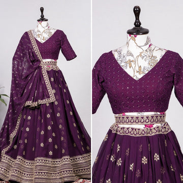 Designer Purple  color lehenga choli with  Crochet Work wedding party wear lehenga choli with dupatta