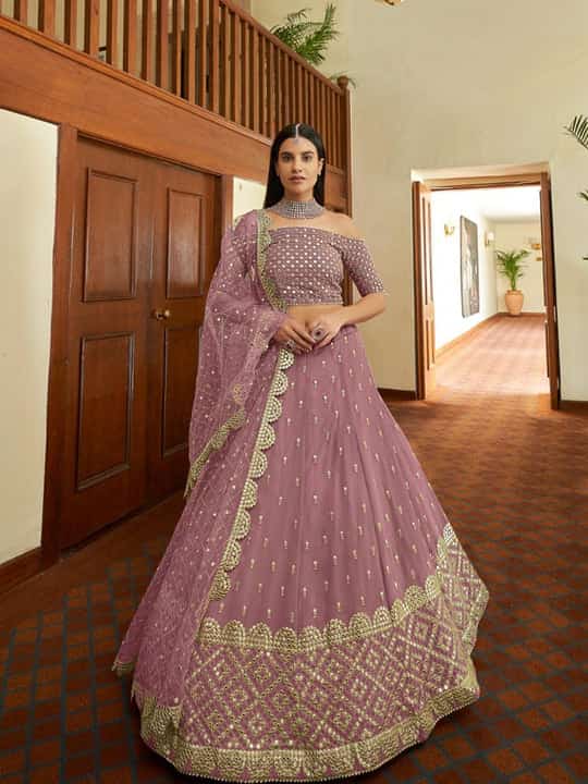 Designer Light Pink  color lehenga choli with Zari and Sequence Embroidery Work wedding party wear lehenga choli with dupatta