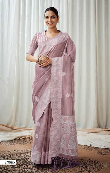 Luckhnowi  Purple Designer  Saree for women or girls, designer latest wedding wear saree