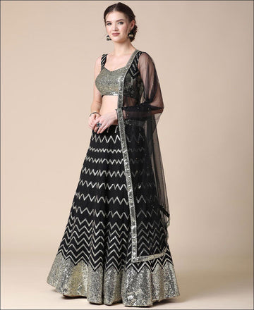 Designer Black  color lehenga choli with Zari and Sequence Embroidery Work wedding party wear lehenga choli with dupatta