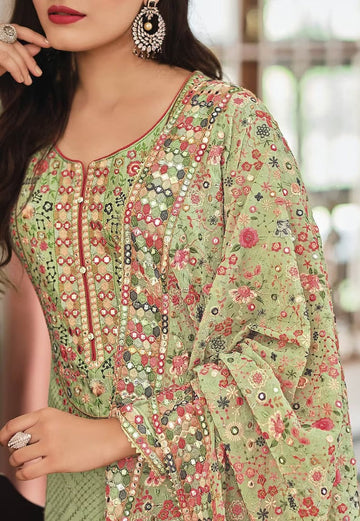 Green Viscose Silk Designer Kaftan  For Women Or Girls