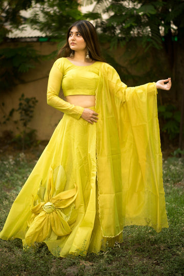 Designer Yellow  color lehenga choli with Zari and Sequence Embroidery Work wedding party wear lehenga choli with dupatta