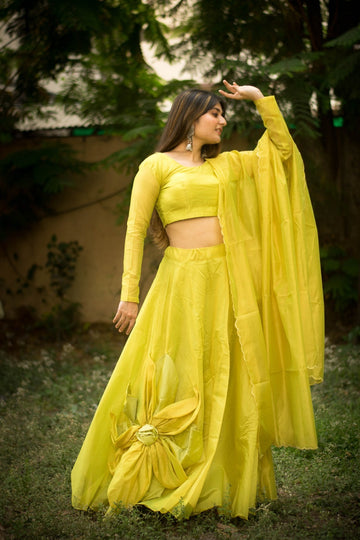 Designer Yellow  color lehenga choli with Zari and Sequence Embroidery Work wedding party wear lehenga choli with dupatta