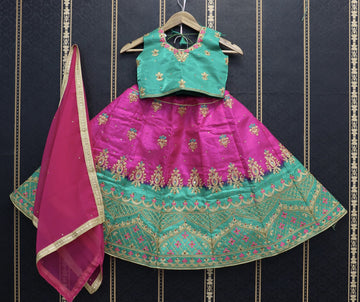 Designer Teal Green and Pink  color lehenga choli with Zari and Sequence Embroidery Work wedding party wear lehenga choli with dupatta