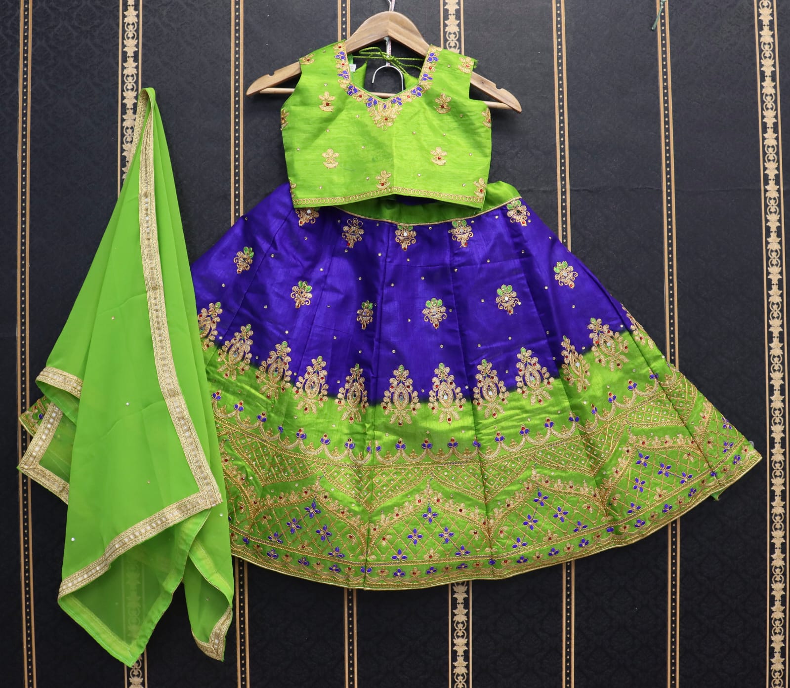 Designer Green and Blue   color lehenga choli with Zari and  Sequence Embroidery Work wedding party wear lehenga choli with dupatta