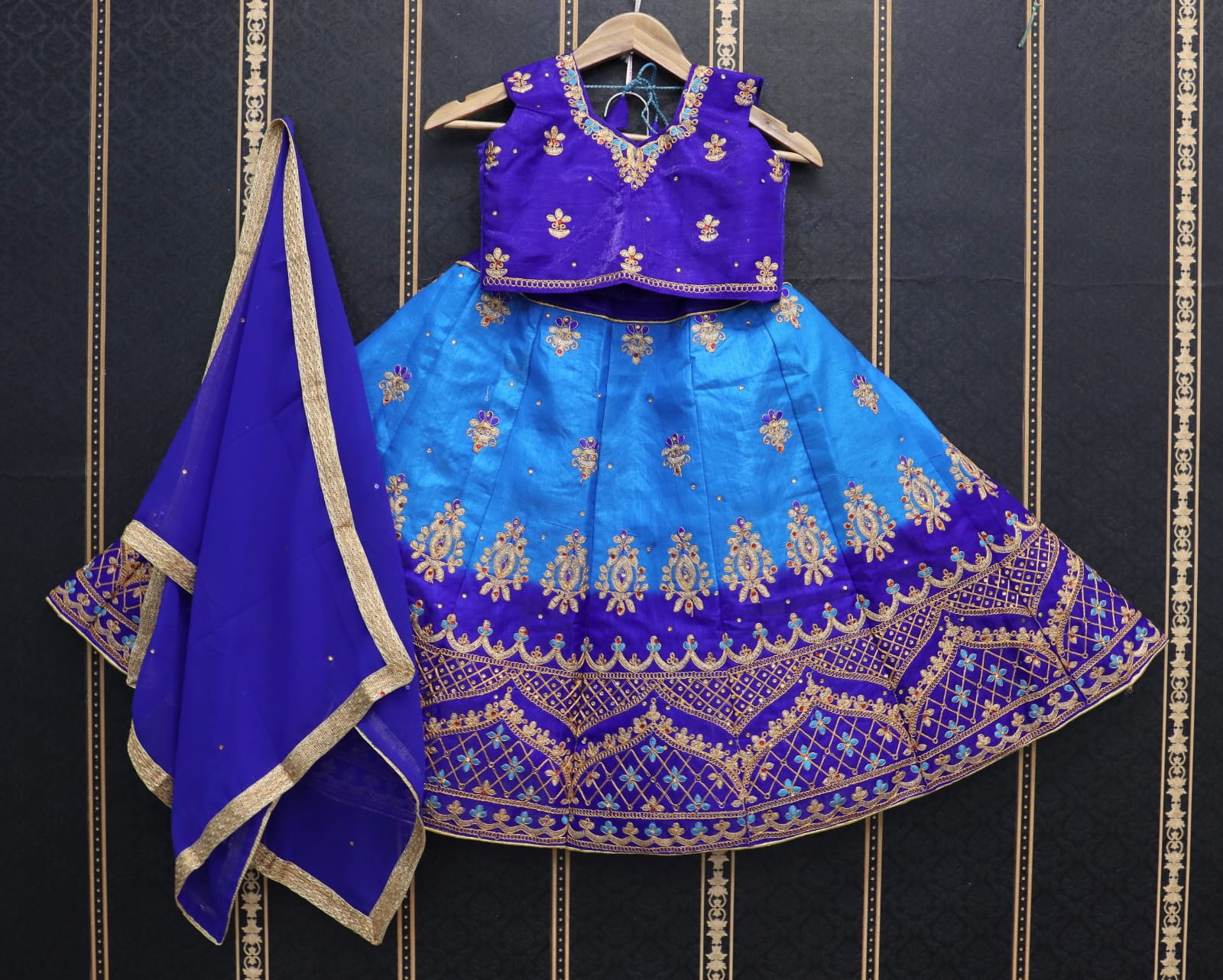 Designer  Blue   color lehenga choli with Zari and  Sequence Embroidery Work wedding party wear lehenga choli with dupatta