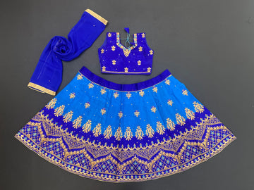 Designer  Blue   color lehenga choli with Zari and  Sequence Embroidery Work wedding party wear lehenga choli with dupatta