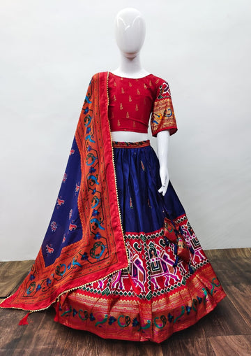 Designer Red and Blue   color lehenga choli with Zari and Designer Foil Work wedding party wear lehenga choli with dupatta