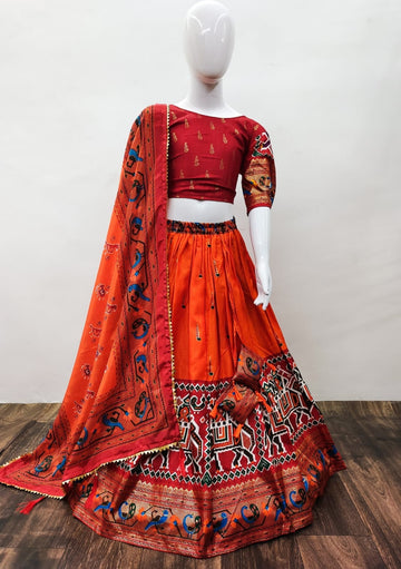 Designer Orange color lehenga choli with Zari and Designer Foil Work wedding party wear lehenga choli with dupatta