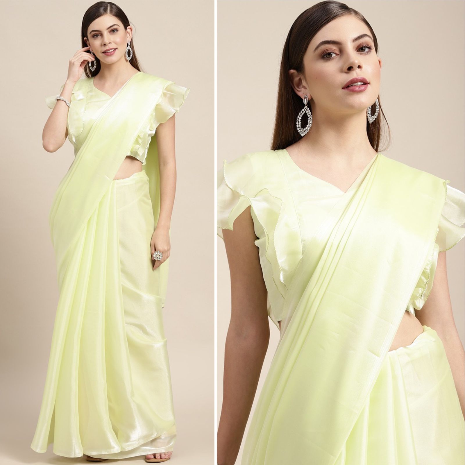 Yellow Jimi Silk  Designer  Saree for women or girls, latest wedding wear saree