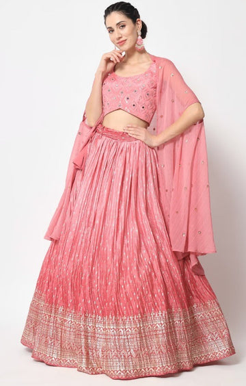 Designer Light Pink  color lehenga choli with Zari and Sequence ,Thread Embroidery Work wedding party wear lehenga choli with dupatta