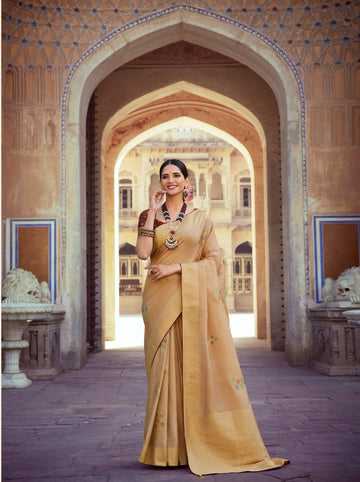 Beige Tissue Silk   saree for women wedding  wear party wear designer sarees