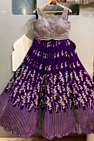 Designer Purple  color lehenga choli with Zari and Sequence ,Thread Embroidery Work wedding party wear lehenga choli with dupatta