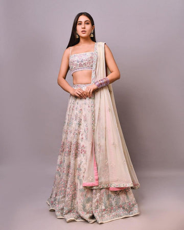 Designer Off White color lehenga choli with Lace Border  Work wedding party wear lehenga choli with dupatta