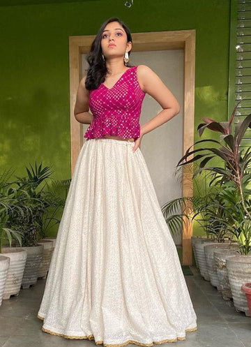 Designer Pink color lehenga choli with Sequins and Thread embroidery Work wedding party wear lehenga choli with dupatta