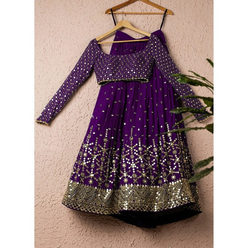 Designer Purple  color lehenga choli with ,Sequence Embroidery Work wedding party wear lehenga choli with dupatta