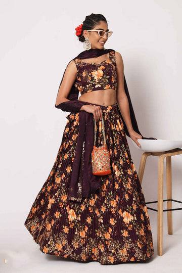 Designer Coffee  color lehenga choli with   Embroidery Work  wedding party wear lehenga choli with dupatta