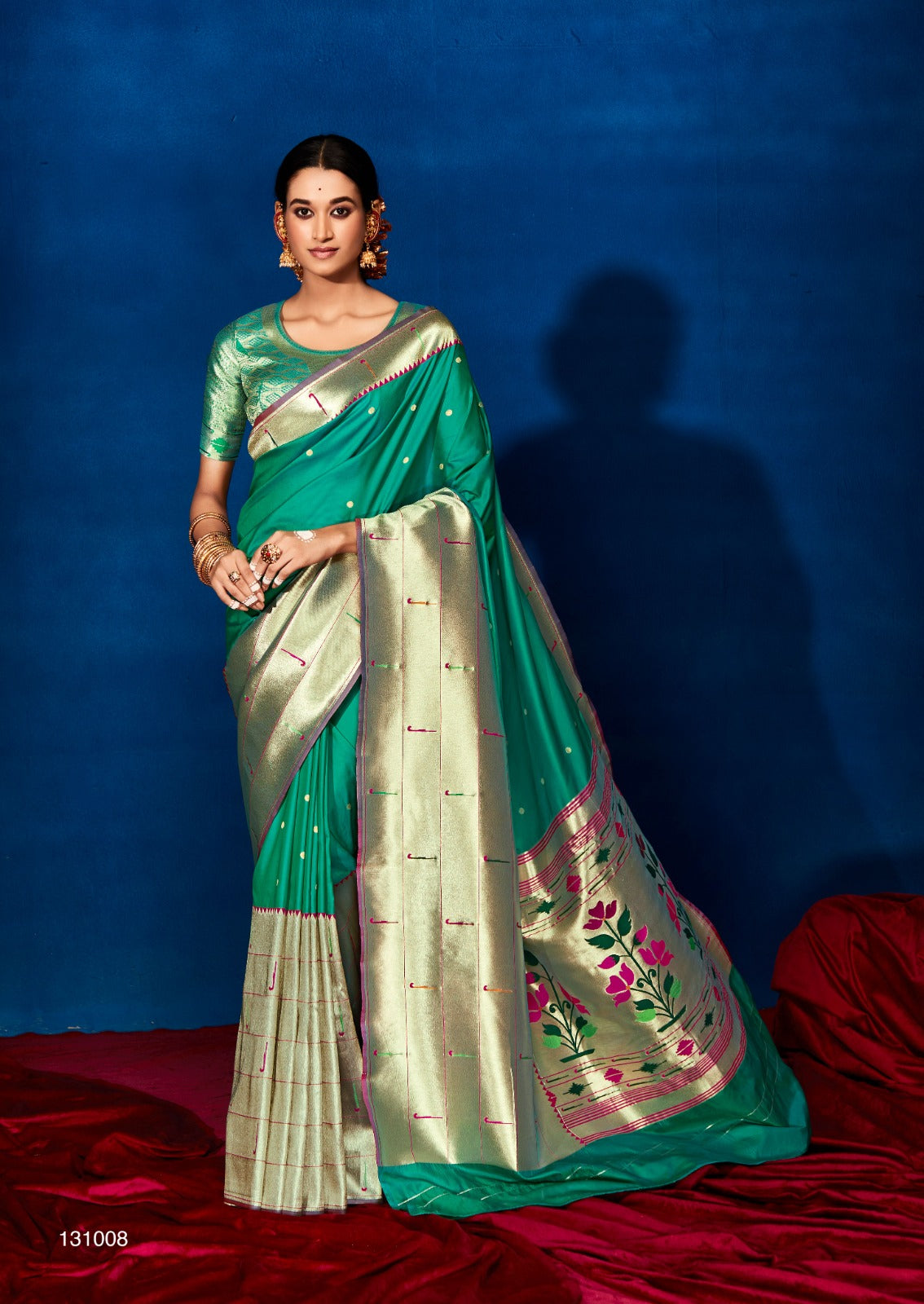 Parrot green handwoven paithani silk saree – GoCoop