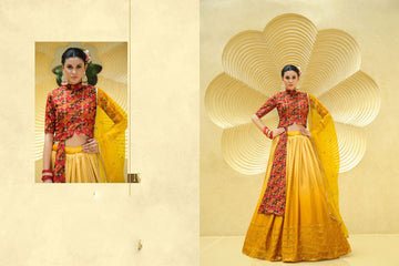 Designer Red and Yellow color lehenga choli with  Sequence Embroidery Work wedding party wear lehenga choli with dupatta