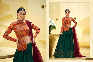 Designer Orange and Green color lehenga choli with  Sequence Embroidery Work wedding party wear lehenga choli with dupatta