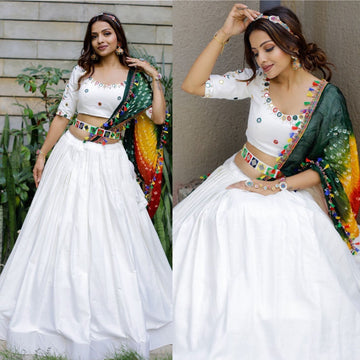 Designer White   color lehenga choli with Mirror Handwork  wedding party wear lehenga choli with dupatta