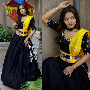 Designer Black color lehenga choli with Mirror Handwork  wedding party wear lehenga choli with dupatta