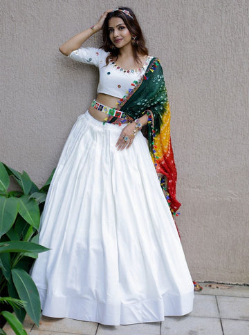Designer White   color lehenga choli with Mirror Handwork  wedding party wear lehenga choli with dupatta