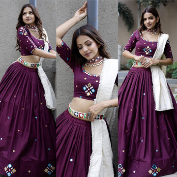 Designer Purple color lehenga choli with Mirror Handwork  wedding party wear lehenga choli with dupatta